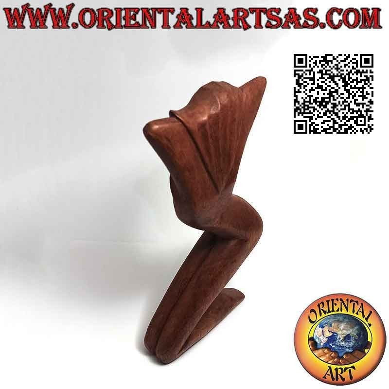 Escultura de estilo abstracto "la mujer posando" en madera de suar, 20 cm (A)