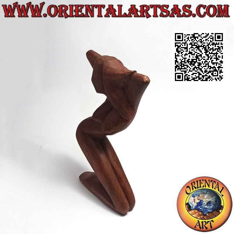 Scultura "la donna in posa" in stile abstract in legno di suar, 20 cm (A)