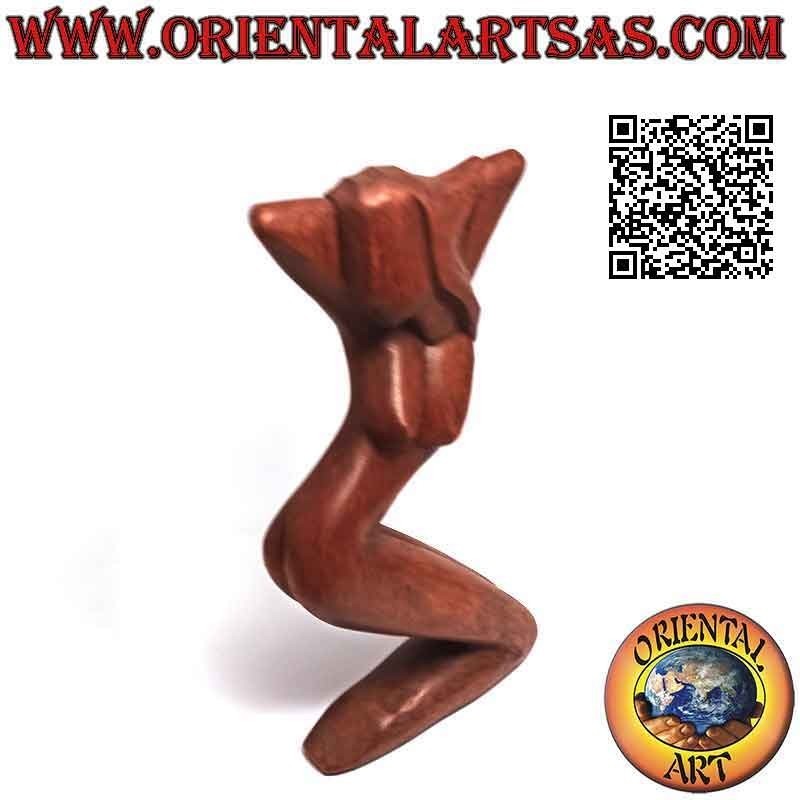 Escultura de estilo abstracto "la mujer posando" en madera de suar, 20 cm (A)