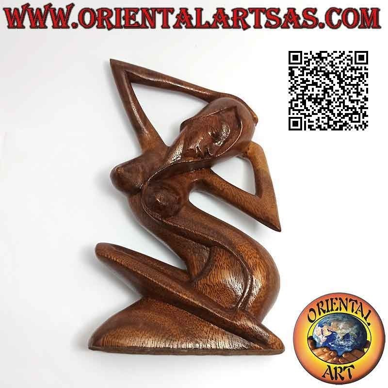 Escultura de estilo abstracto "la mujer posando" en madera de suar, 20 cm (B)