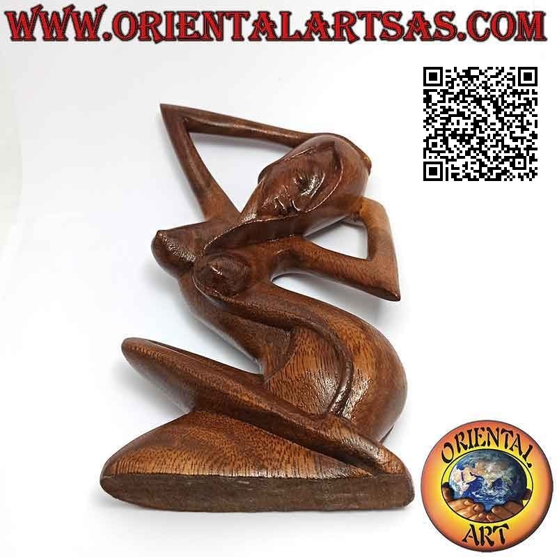 Scultura "la donna in posa" in stile abstract in legno di suar, 20 cm (B)