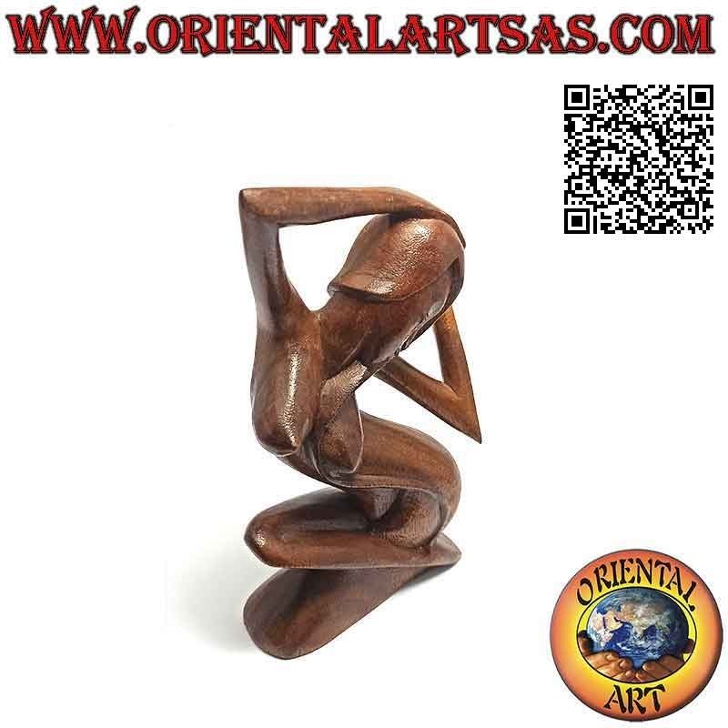 Scultura "la donna in posa" in stile abstract in legno di suar, 20 cm (B)
