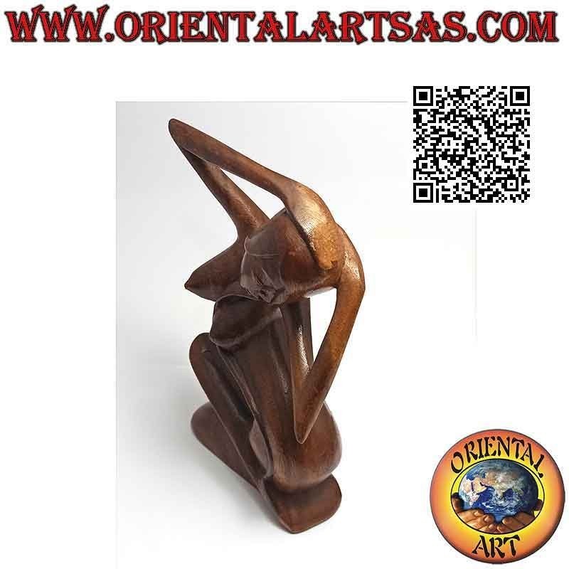 Escultura de estilo abstracto "la mujer posando" en madera de suar, 20 cm (B)