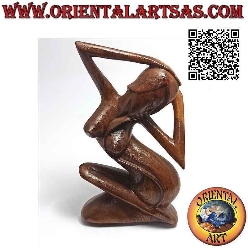 Abstract style sculpture "the posing woman" in suar wood, 20 cm (B)