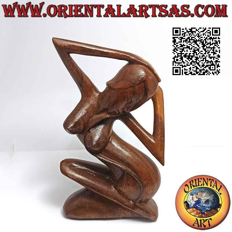 Abstrakte Skulptur "Die posierende Frau" aus Suarholz, 20 cm (B)