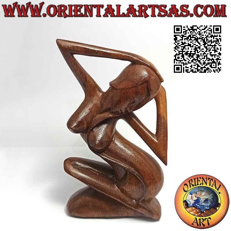 Sculpture de style abstrait "la femme qui pose" en bois de suar, 20 cm (B)