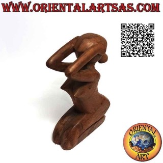 Scultura "la donna disperata" in stile abstract in legno di suar, 15 cm