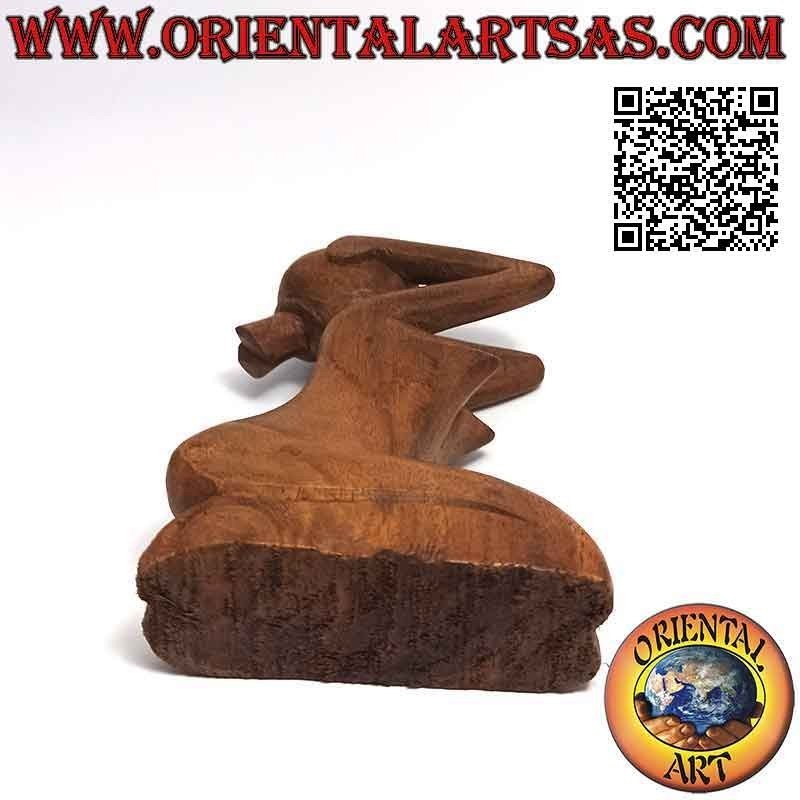 Sculpture "the desperate woman" in abstract style in suar wood, 20 cm
