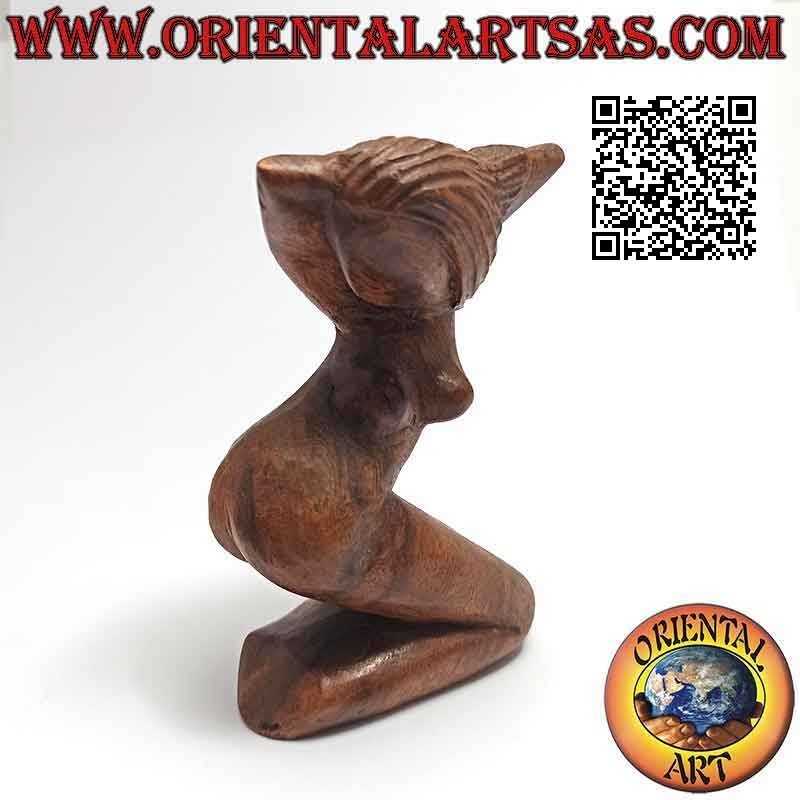 Abstract style sculpture "the posing woman" in suar wood, 10 cm (A)