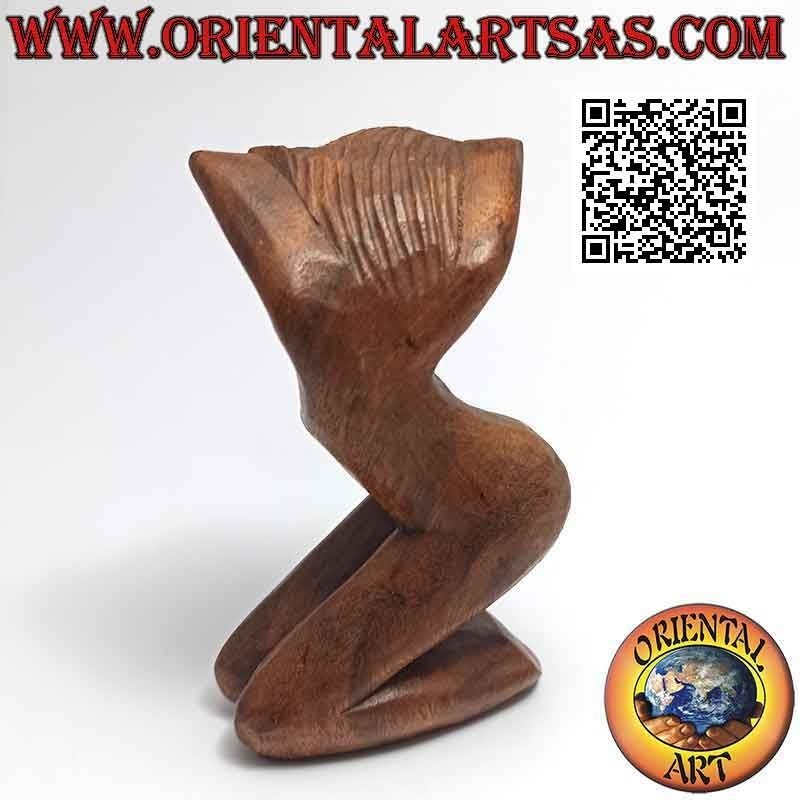 Abstract style sculpture "the posing woman" in suar wood, 10 cm (A)