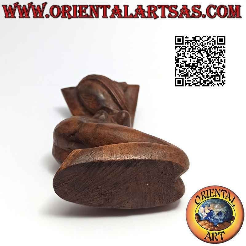 Escultura "la mujer posando" de estilo abstracto en madera de suar, 10 cm (A)