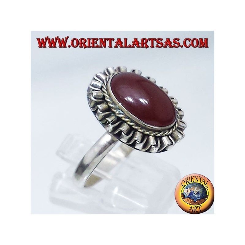 Silberring mit Karneol oval Cabochon