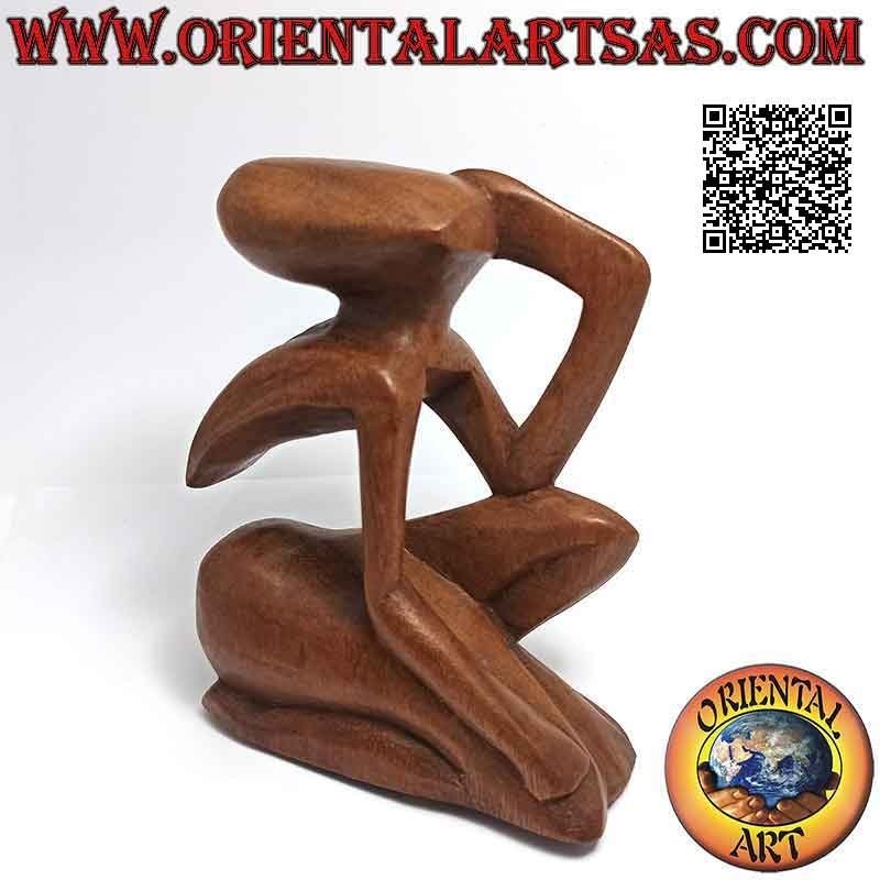 Skulptur "der Denker im Profil" im abstrakten Stil aus Suarholz, 15 cm