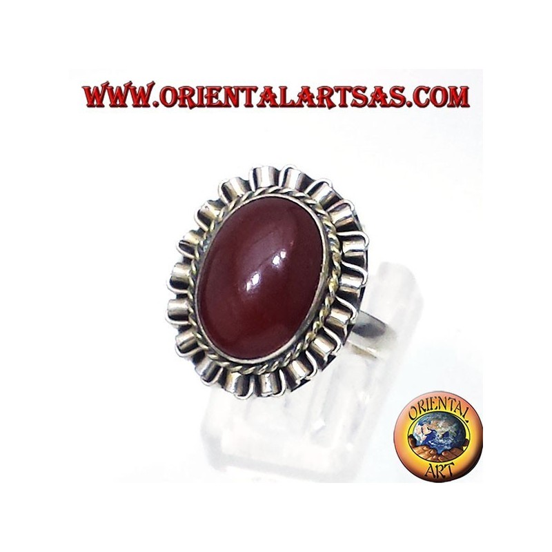 Anillo de plata con cabujón oval de cornalina