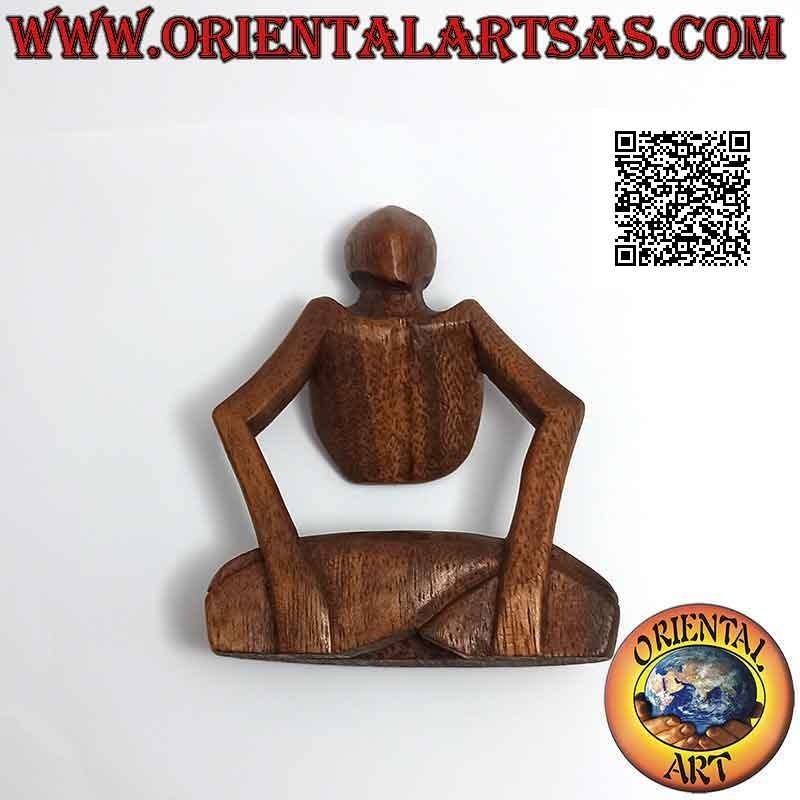 Scultura "la posizione del loto sollevato" in stile abstract in legno di suar, 10 cm