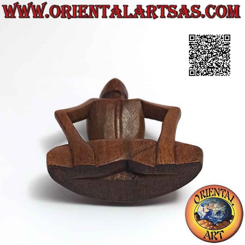 Escultura "la posición del loto en relieve" de estilo abstracto en madera de suar, 10 cm