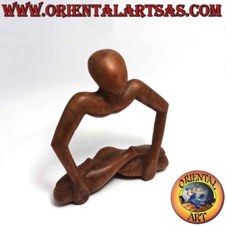 Sculpture "la position du lotus dressé" de style abstrait en bois de suar, 15 cm