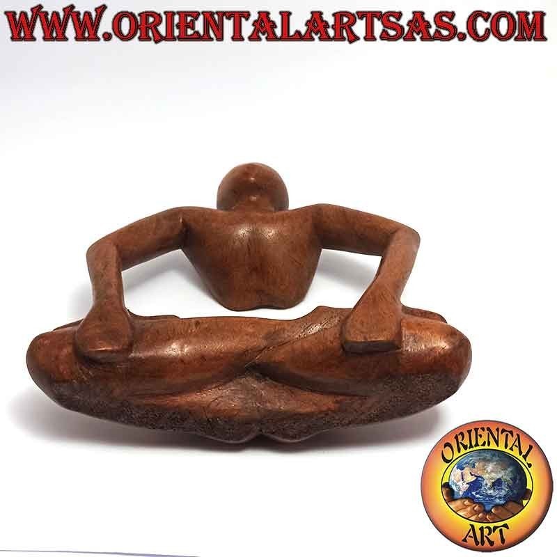 Scultura "la posizione del loto sollevato" in stile abstract in legno di suar, 15 cm