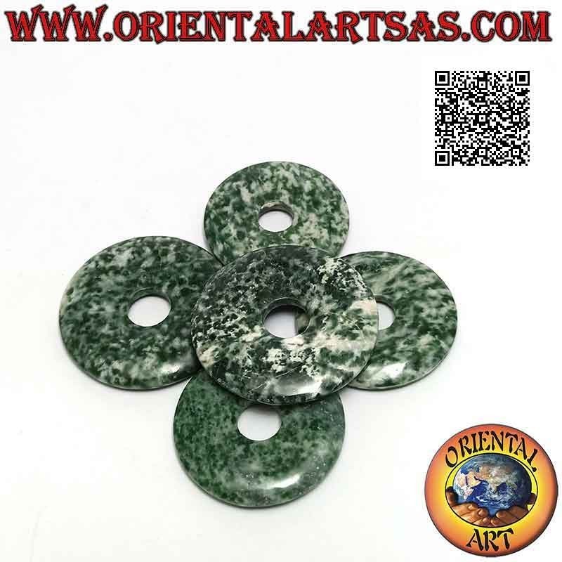 Disque d'agate mousse de 35 mm / pendentif donut. Ø (cordon inclus)