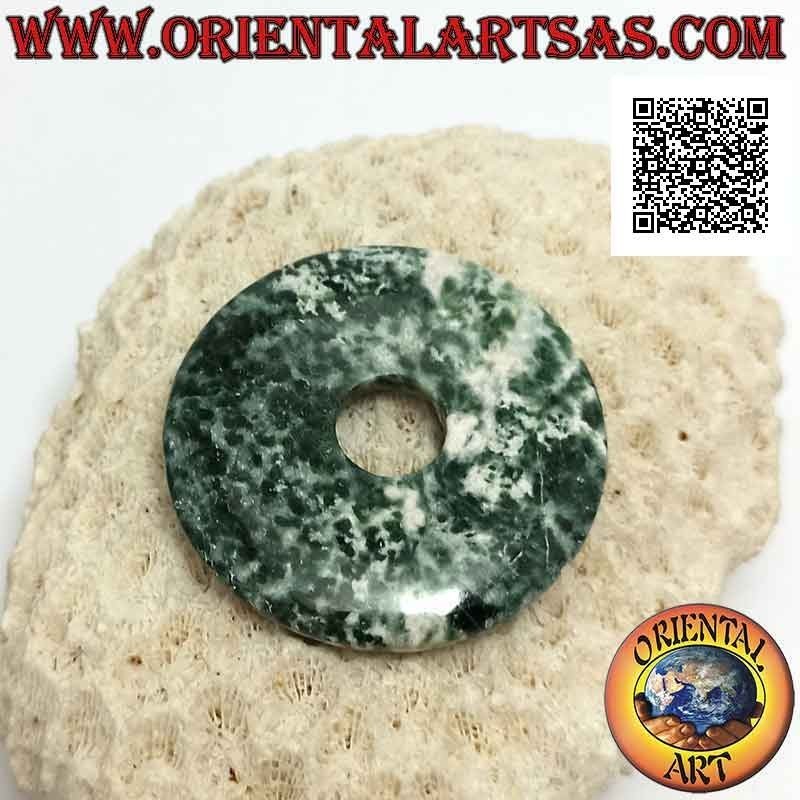 35mm moss agate disc / donut pendant. Ø (cord included)