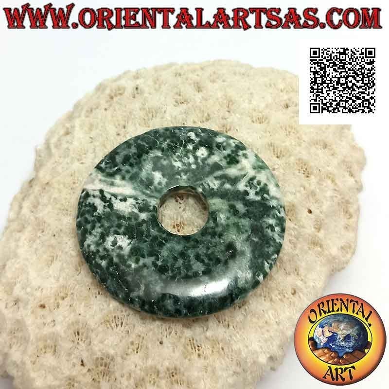 35mm moss agate disc / donut pendant. Ø (cord included)