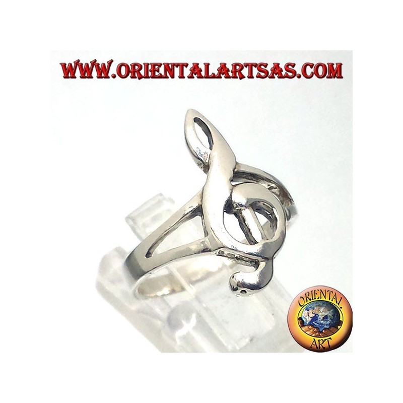 Anello in argento chiave di violino, grande