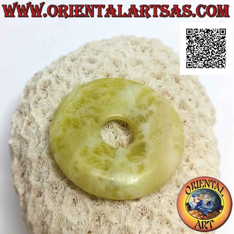 40mm lemon jade disc / donut pendant. Ø (cord included)