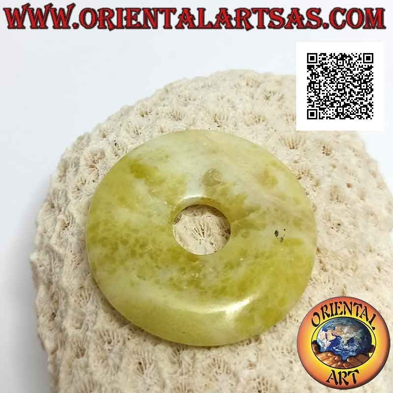 40mm Zitronen-Jade-Scheibe / Donut-Anhänger. Ø (Kabel im Lieferumfang enthalten)