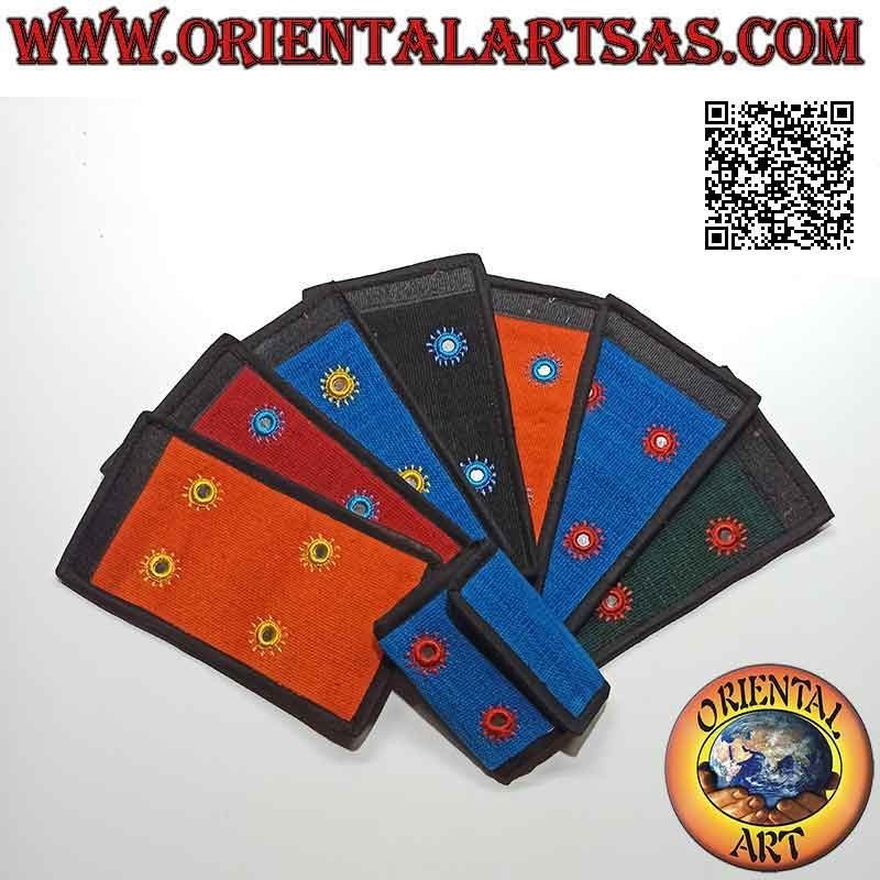 Nepalese wallet (4 pockets with 2 zip) "the four suns with mirrors" in 100% cotton