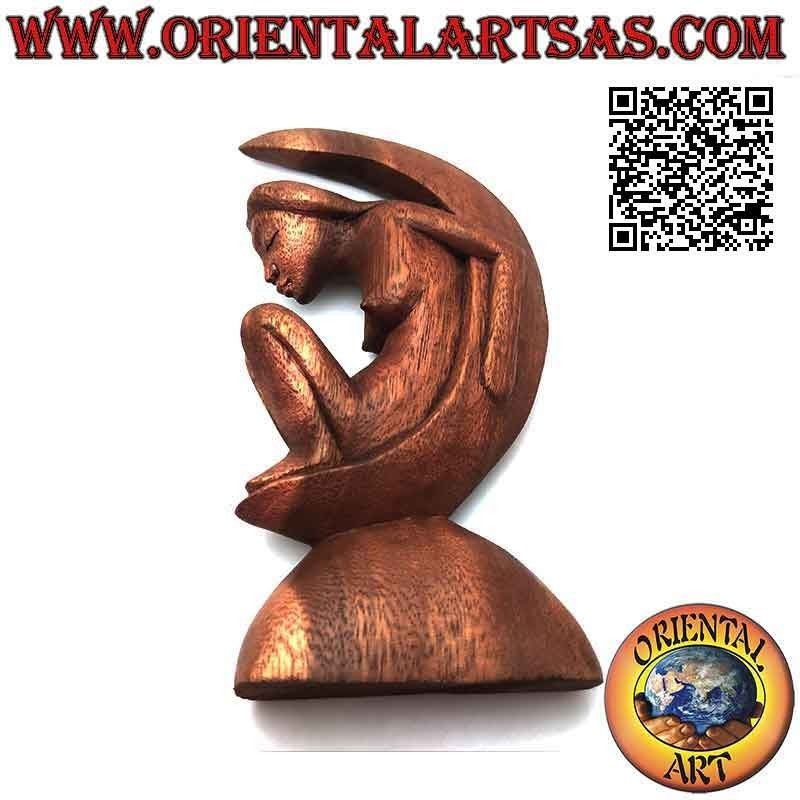 Abstrakte Skulptur "Die Frau auf dem Mond" aus Suarholz, 22 cm