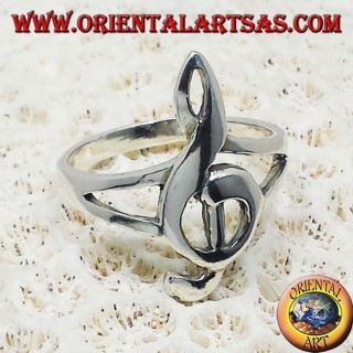 Ring aus 925er Sterlingsilber mit großem geformtem Notenschlüssel.