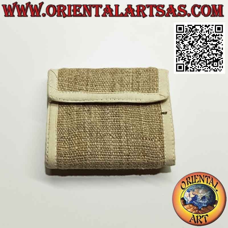 Cartera nepalí (4 bolsillos con 2 cremalleras) "decoración de espejo" en cáñamo 100%