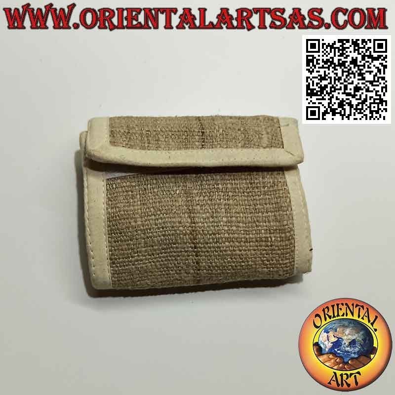 Cartera nepalí (4 bolsillos con 2 cremalleras) "el sol con el espejo" en 100% cáñamo