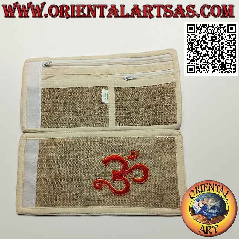 Nepalesische Geldbörse (4 Taschen mit 2 Reißverschlüssen) "Aum od Om (ॐ)" aus 100% Hanf