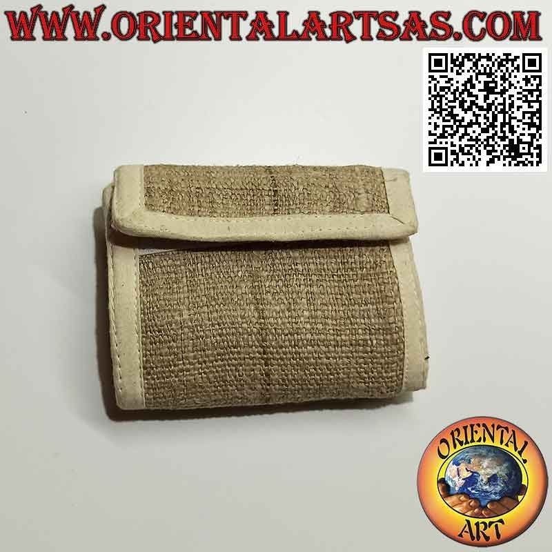 Nepalese wallet (4 pockets with 2 zips) "Aum od Om (ॐ)" in 100% hemp