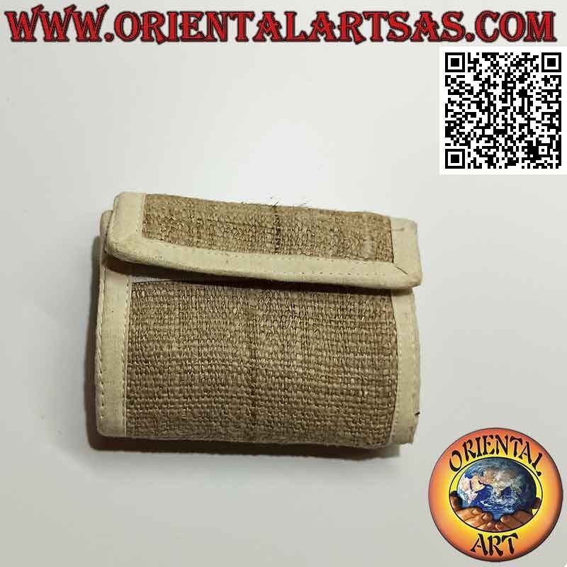 Cartera nepalí (4 bolsillos con 2 cremalleras) "Ojos de Buda" en cáñamo 100%