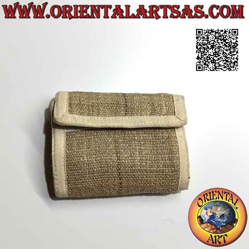 Portafogli nepalese (4 tasche con 2 zip) "Sole e luna" in 100% canapa