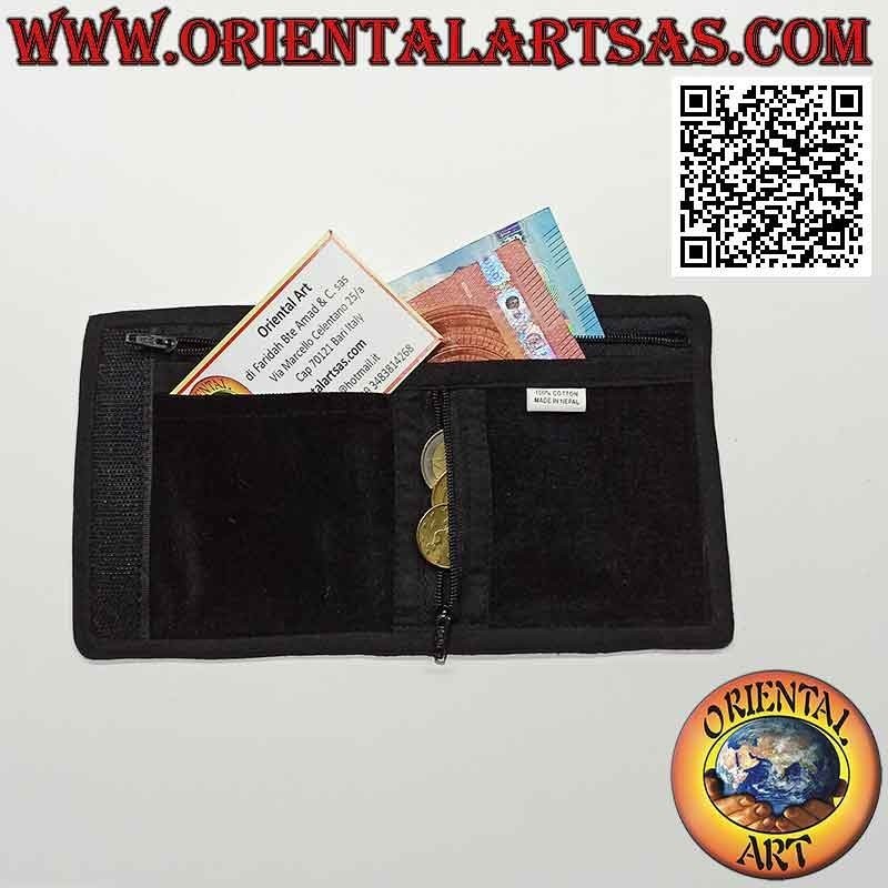 Cartera nepalí (4 bolsillos con 2 cremalleras) "la luna" en terciopelo 100% algodón