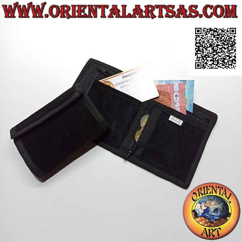 Nepalese wallet (4 pockets with 2 zips) "the sun with central decoration" in 100% cotton velvet