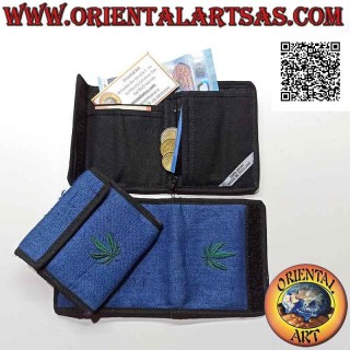 Portafogli thailandese (4 tasche con 2 zip) "foglia di marijuana" in 100% canapa colorata