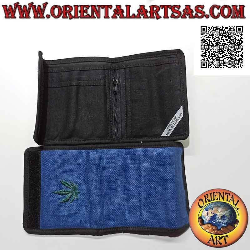 Portefeuille thaï (4 poches avec 2 zips) "feuille de marijuana" en 100% chanvre coloré