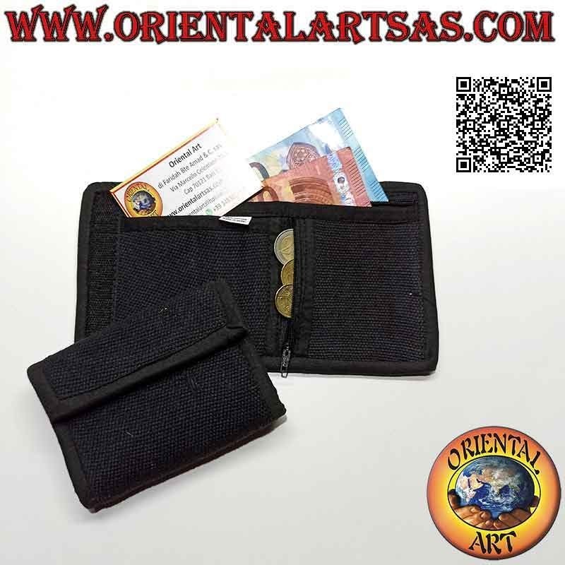 Cartera nepalesa (4 bolsillos con 2 cremalleras) "flor con espejo central" en 100% algodón (1)