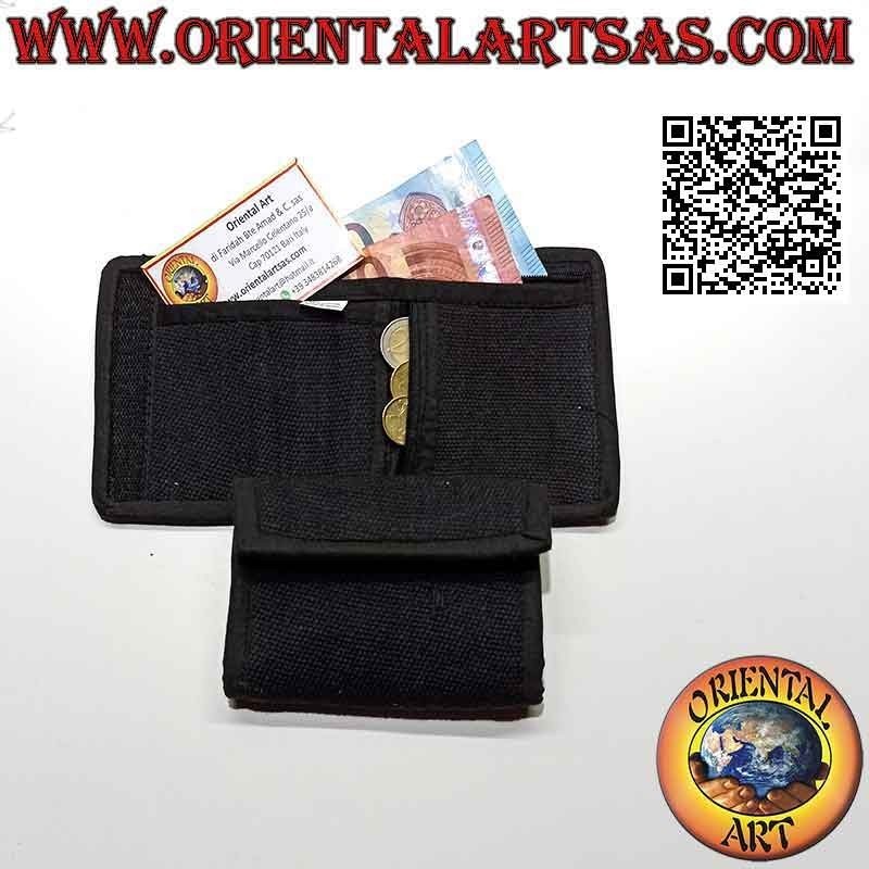 Cartera nepalí (4 bolsillos con 2 cremalleras) "decoración floral" en 100% algodón