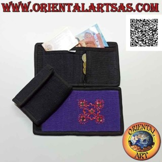 Portefeuille népalais (4 poches avec 2 zips) "décor floral avec 5 miroirs" en 100% coton (2)