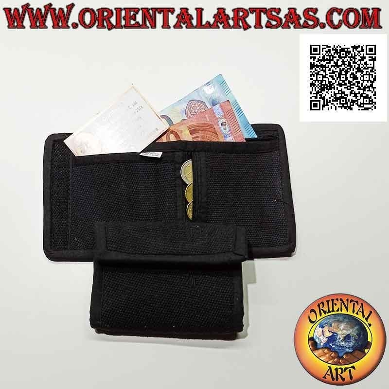 Cartera nepalí (4 bolsillos con 2 cremalleras) "flor con espejo central" en 100% algodón (2)