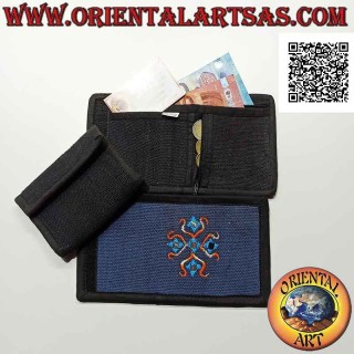 Portafogli nepalese (4 tasche con 2 zip) "decorazione floreale con 5 specchietti" in 100% cotone (5)