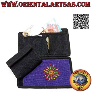 Portafogli nepalese (4 tasche con 2 zip) "fiore con specchietto centrale" in 100% cotone (4)