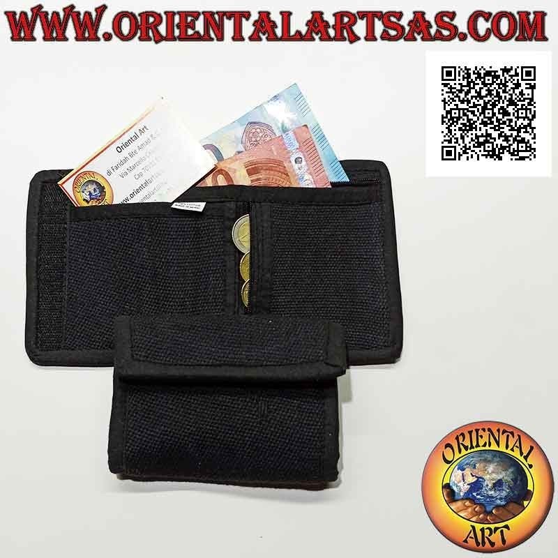 Portafogli nepalese (4 tasche con 2 zip) "fiore con specchietto centrale" in 100% cotone (4)