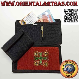 Cartera nepalí (4 bolsillos con 2 cremalleras) "decoración floral con 5 espejos" en 100% algodón (6)