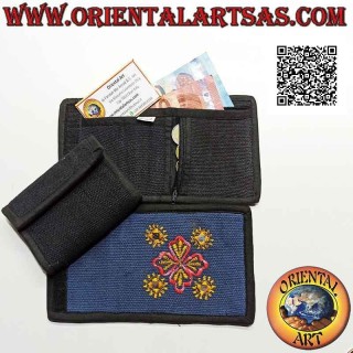 Nepalese wallet (4 pockets with 2 zips) "floral decoration with 5 mirrors" in 100% cotton (8)
